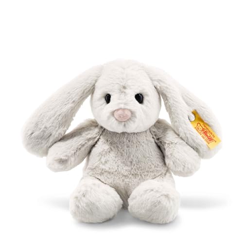 Steiff Hoppie Hase 18 cm hellgrau, Plüschtier mit Schlappohren, Soft Cuddly Friends, flauschiges...