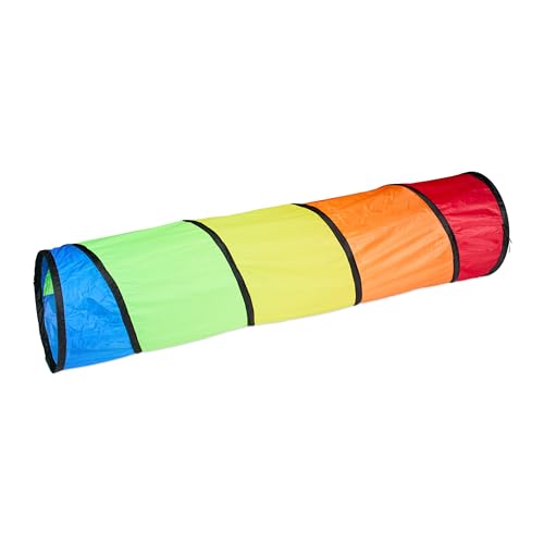 Relaxdays, bunt Spieltunnel, farbenfroher Krabbeltunnel, Kinder, B x D: 180 x 46 cm, robuster Pop-up...