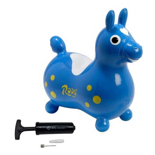 Rody Hüpfpferd + inkl. Pumpe von ATC, Sprungpferd Cavallo Ledraplastic Gymnic (blau)