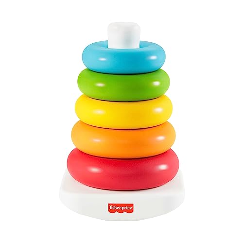 Fisher-Price Farbring Pyramide Babyspielzeug, klassisches Schaukelring-Stapelspielzeug für Babys...