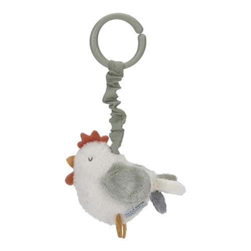 Little Dutch 8813 Stoff Aufziehtier Huhn Spielzeug für Babyschale/Kinderwagen - Little Farm weiß