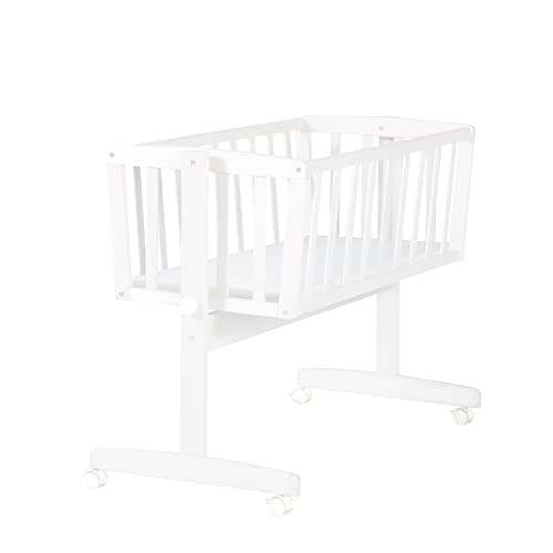 roba Babywiege inkl. Matratze 40 x 90 cm - Wiegefunktion mit Feststellknopf + Bremsrollensatz -...