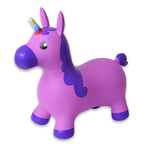 TE-Trend Hüpftier Einhorn Pferde Spielzeug Hüpfpferd Hüpfball ab 2 3 4 5 6 Jahre Hopser Unicorn...