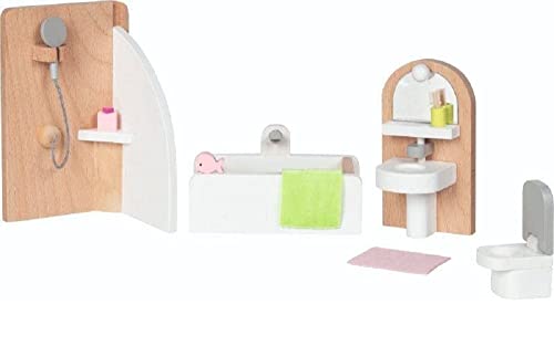 goki 51492 - Puppenmöbel Style, Badezimmer - Badausstattung für das Puppenhaus, Puppenhauszubehör...