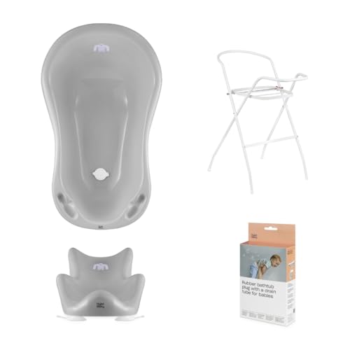 Hylat Baby Set: Stabile Babybadewanne mit Gestell, Badesitz und Abfluss - TÜV Rheinland...