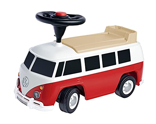BIG – Bobby Car Baby VW T1 (rot-weiß) - Kinderfahrzeug mit Flüsterreifen, Hupe &...