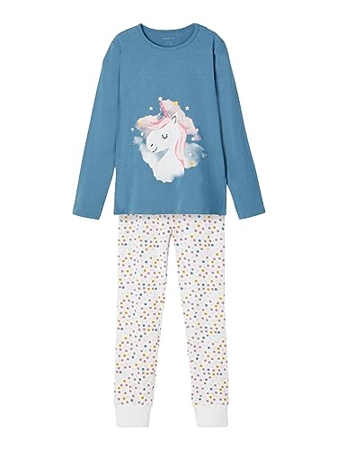 NAME IT Mädchen Nkfnightset Real Teal Unicorn Noos Pyjamaset, 134-140 (1er Pack)