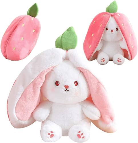 Hasen Kuscheltier Verstecken, Plush Hasen Erdbeeren, Osterhase Plüschtier Hase, Hasen Verstecken,...