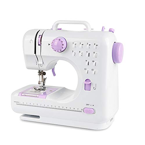 12 Stichmuster Nähmaschine für Kinder und Anfänger, Mini-Nähmaschine mit Fußpedal,...