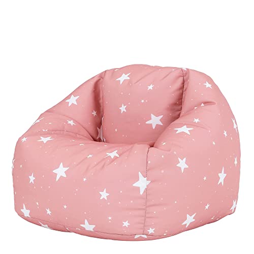 Icon Sitzsack Sessel für Kinder „Sternenklar“, Rosa, Kindersitzsack Wasserabweisend, Sitzsäcke...