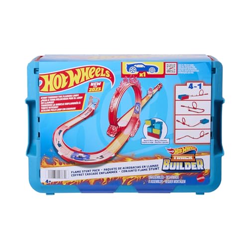 Hot Wheels Trackset, Trackset im Feuer-Design Fahrzeug, 16 Track- und Stuntkomponenten in...