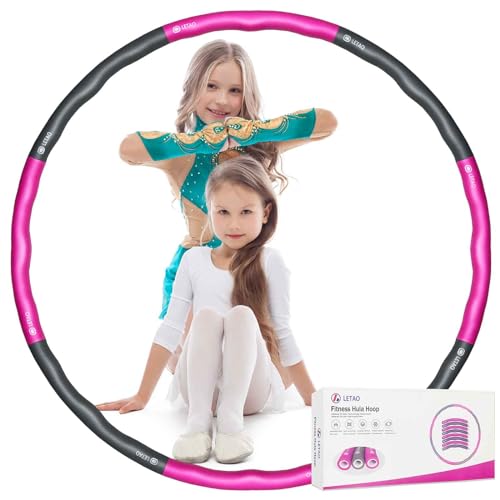 LETAO Hula Hoop Reifen Kinder von 8-15 Jahren | Rosa-Grau Hula Hoop Reifen Kinder, Zerlegbar,...