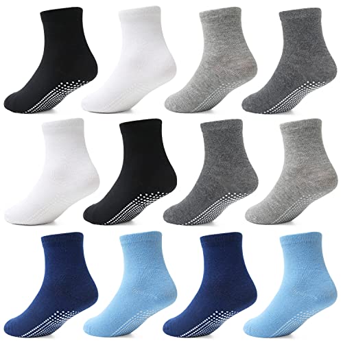 HYCLES Stoppersocken Kinder - 12 Paar ABS Socken Kinder Baby Jungen Kleinkind Rutschfeste Socken...