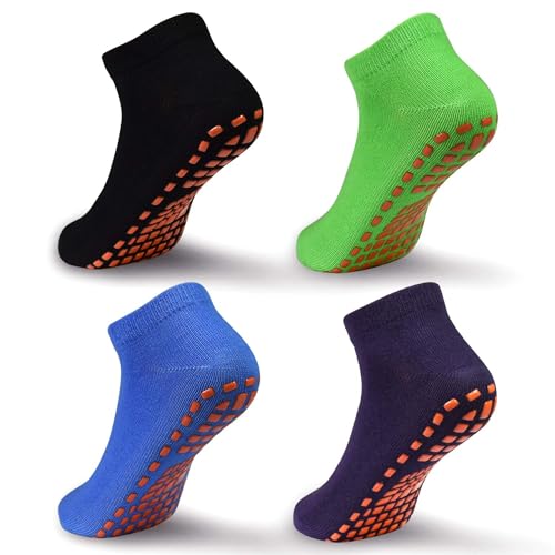 ELUTONG Trampolin Socken Kinder Antirutschsocken, 4 Paar Jungen Mädchen Rutschfeste Yoga Training...