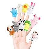 DERAYEE Finger-Puppen Set（10 Stück）,Finger Plüschtier Kinder,Kleine Tier Fingerspielzeug für Ostern Geburtstag Weihnachten Party Geschenke