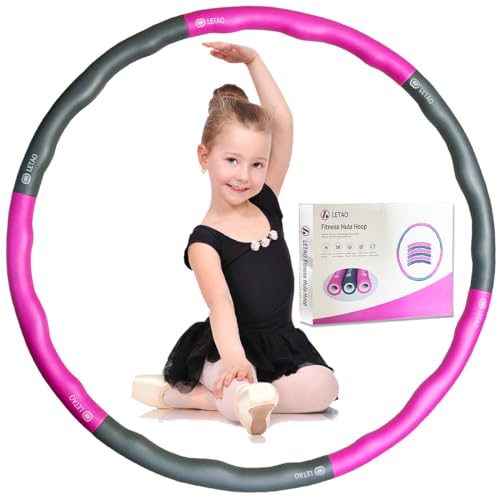 LETAO Hula Hoop Reifen Kinder von 4-8 Jahren | 510g Rosa-Grau Hula Hoop Reifen Kinder, Zerlegbar,...