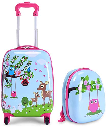 RELAX4LIFE Kinderkoffer mit Rollen, 2 tlg Kinder Kofferset, Koffer(16 inch) + Rucksack(12 inch),...