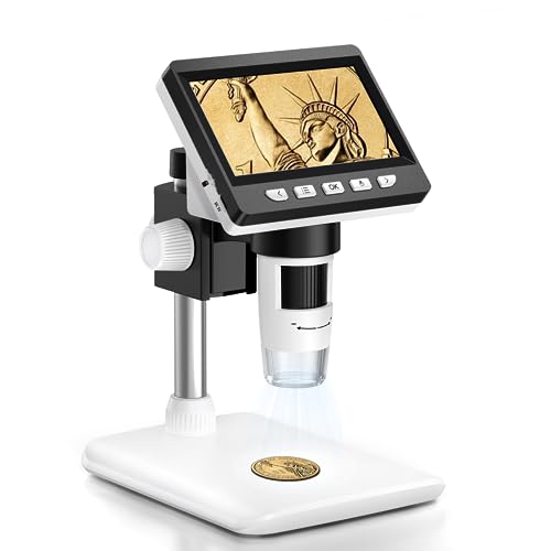 AOPICK Mikroskop Handy, LCD Digital Mikroskop 50X-500X Auflösung, 4,3-Zoll 1080P USB Mikroskop mit...