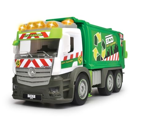 Dickie Toys – Action Truck Müllauto – Müllwagen inkl. Mülltonne, mit Sound und Warnlicht, Be-...