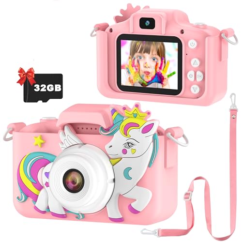 Kinderkamera, Pancellent Kinder Kamera 1080P 2,0-Zoll-Bildschirm Kamera Kinder mit 32GB-Karte Selfie...
