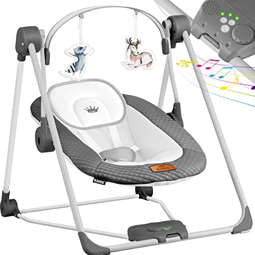 KIDIZ® Babywippe Babyschaukel mit 5 Geschwindigkeitseinstellungen zusammenklappbarer Baby Wippe...