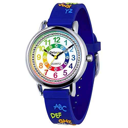 Delycazy Kinderuhr Mädchen Junge, Kinder Armbanduhr lernuhr Analoge kinderuhr Lern Armbanduhr mit...