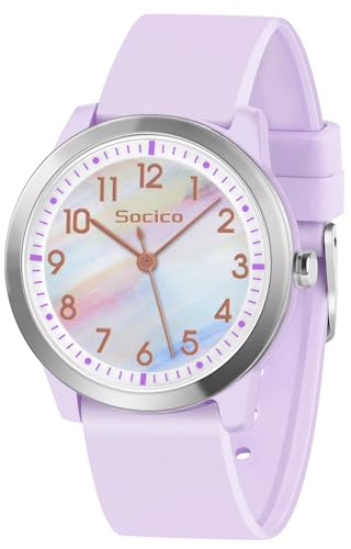 SOCICO Kinderuhr Analog, 5ATM/50M Wasserdicht Armbanduhr Kinder Mädchen Jungen Teenager, Leicht...