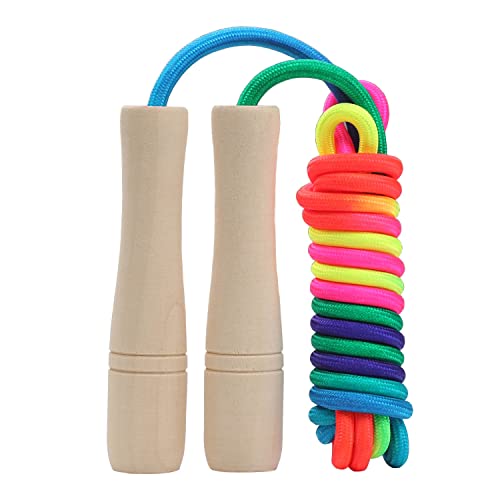 Springseil Kinder, 260cm Verstellbare Seilspringen Kinder mit Holzgriff, Skipping Rope Kids für...