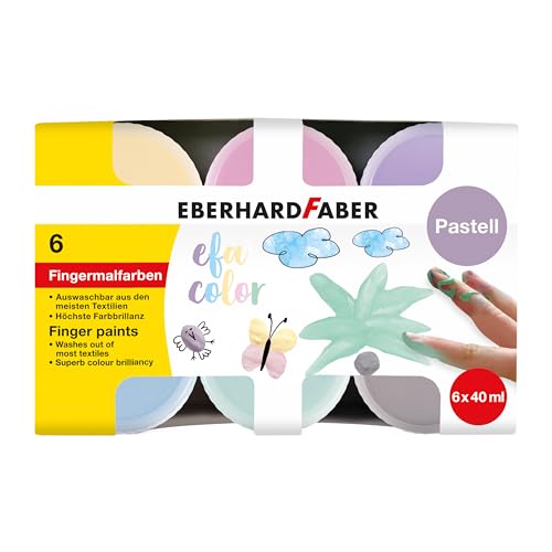 Eberhard Faber 578604 - Fingerfarben EFA Color, 6 Pastell Farben mit je 40 ml, Fingerfarben Kinder...