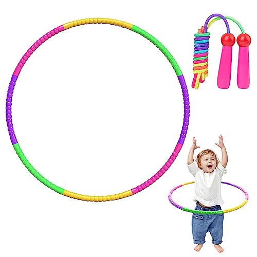 AVCXEC Hula Hoop Reifen für Kinder Mit Springseil, Hula Hoop Reifen Kinder ab 4 Jahre Einstellbares...