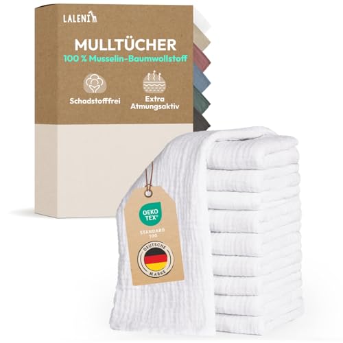 Laleni Spucktücher Baby im 10er Set aus Reiner Baumwolle - schadstofffreie Mulltücher Baby 70x70 -...