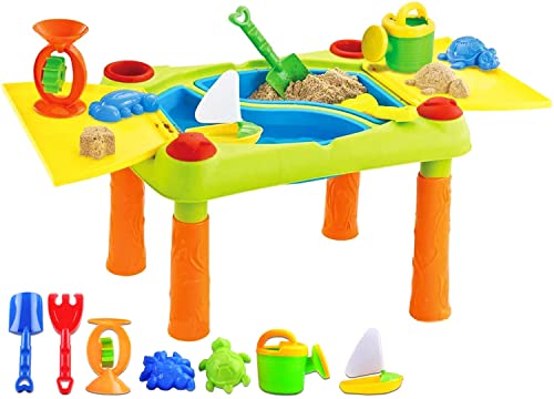 deAO Sand und Wasser Outdoor Aktivitäten Spieltisch für Kinder mit Doppelfach, Deckel und über 10...
