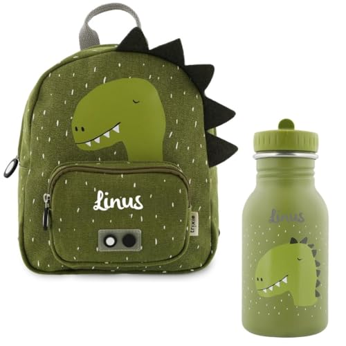 Kidslino Personalisierter Kinderrucksack mit Namen, Trixie Dino-Design, Ideal für Kindergarten,...