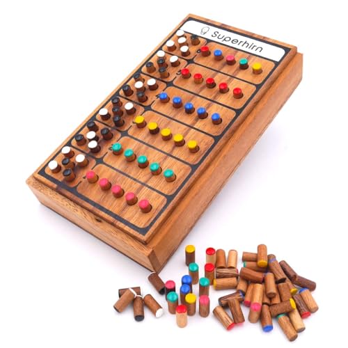 ROMBOL Superhirn - Color Finder - 5 Farben, mehr Spielspaß, 2 Personen, Holzspiel inkl. praktischem...