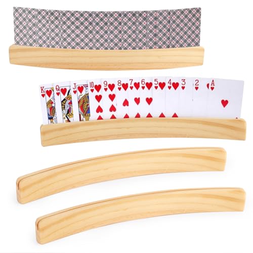 4 Stück Kartenhalter Kinder, Kartenhalter Spielkarten, 33cm Spielkartenhalter Holz, Kartenhalter...