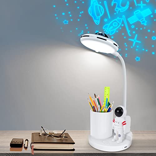 VUENICEE Schreibtischlampe Kinder, Schreibtisch lampe Dimmbare LED Tischlampe mit Stifthalter und...
