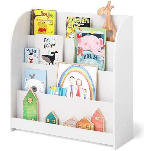 Bellabino Baru Kinderbücherregal, Montessori Regal mit 4 Ablagefächern, Bücherregal Kinderzimmer,...