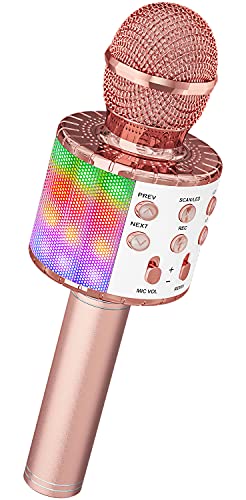 Magic Sing LED Karaoke Mikrofon Kinder, Drahtloses Bluetooth Spielzeug ab 3-12 Jahre Geschenk...