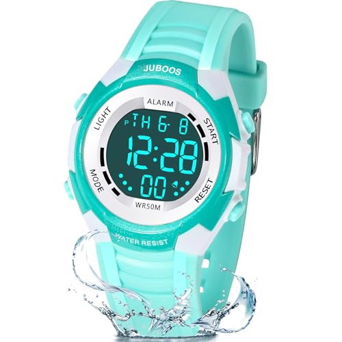 Juboos Kinder Digitaluhren,7 Farben LED-Licht Kinder Sport Armbanduhr Jungen Wasserdicht Kinderuhr...