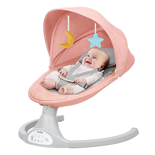 Bioby Babywippe Elektrisch mit 5 Natürlichen Schaukelgeschwindigkeiten, Bluetooth-Musik-Babywippe...