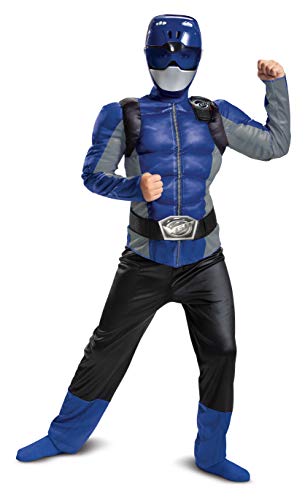 Disguise Offizielles Power Rangers Kostüm Kinder Blau Muskelkostüm, Superhelden Kostüm für...