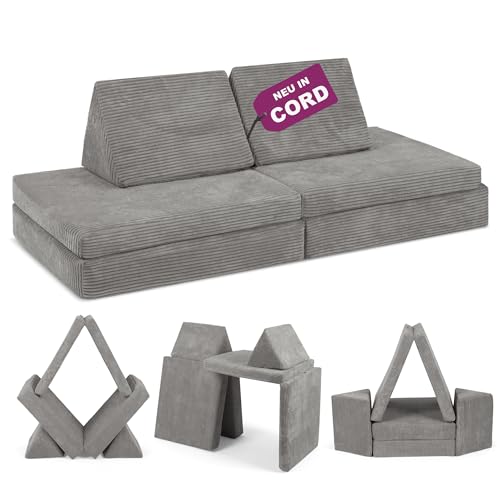 Linodino® Spielsofa Cord - Kindersofa | Schaumstoff Bausteine - Kinder Sofa für einen aufregenden...