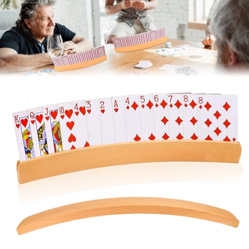 HEKOBAG 2 Stück Spielkartenhalter Holz Kartenhalter Spielkarten Spielkartenständer Gebogene...