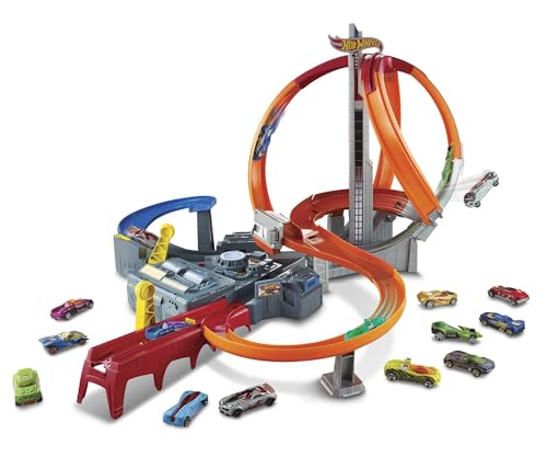 Hot Wheels Autorennbahn Mega Crash Superbahn, mit Looping Tracks und Kurven, inkl. 1 Spielzeugauto...