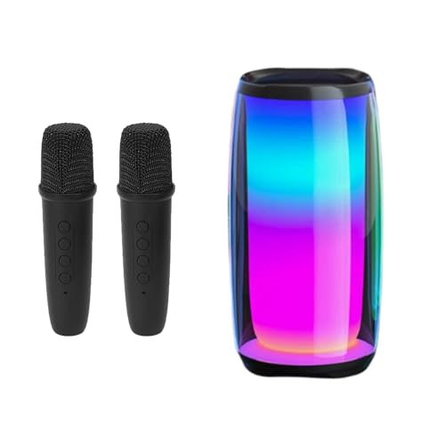Karaoke Machine Tragbare Karaoke Maschine mit 2 Kabellose Mikrofone, Bluetooth Karaoke Anlage für...