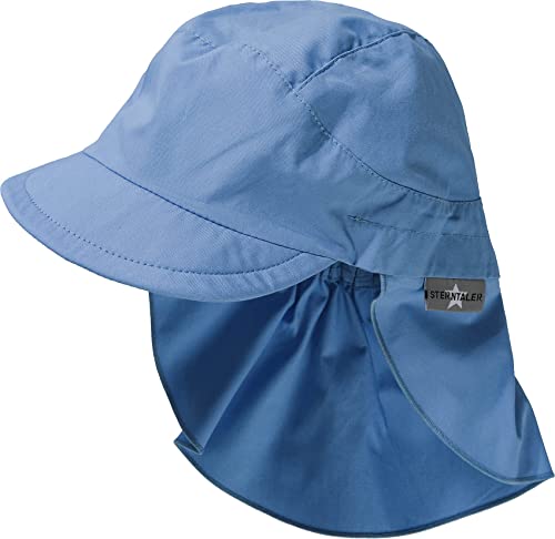 Sterntaler Unisex Kinder Schirmmütze mit Nackenschutz Ohne Bindebänder Mütze, samtblau, 55