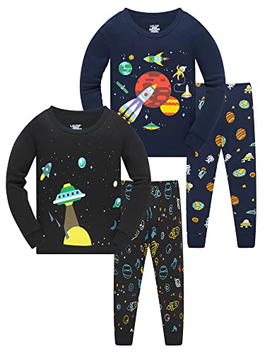 LOLPIP Jungen Pyjamas Rocket Space Printed Sleepwear 100% Baumwolle Pyjamas für Kinder Langarm 4...