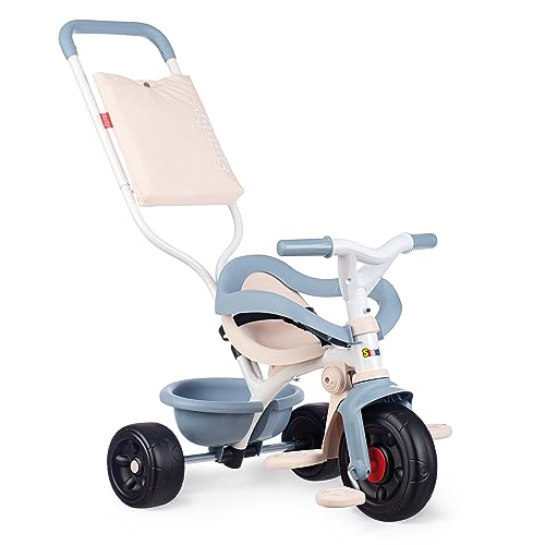 Smoby - Dreirad Be Fun Komfort Blau - Fahrzeug für Kinder ab 10 Monate - Mitwachsend - Schubstange...