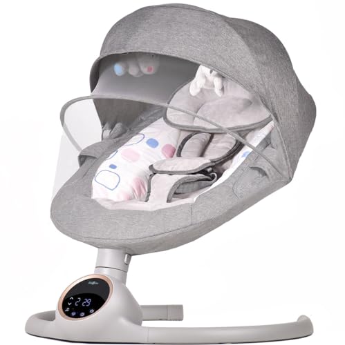 BEBE2LUXE Alpha Babywippe, Elektrische Babyschaukel mit Musik, Nutzbar ab der Geburt bis ca. 6...