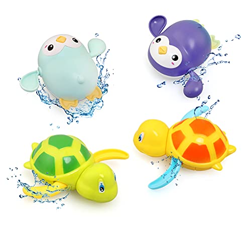 BelleStyle Baby Badespielzeug, 4 Stück Wasserspielzeug Kinder, Badewannenspielzeug Schildkröten,...